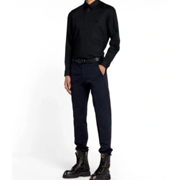Roberto Cavalli | Camicia Comfort Fit Monogram Shirt in Black - Picture 3 of 13